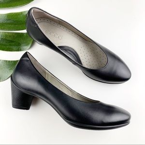 Ecco Sculptured 45 Black Leather Comfort Pumps Heels 39 US 8 8.5